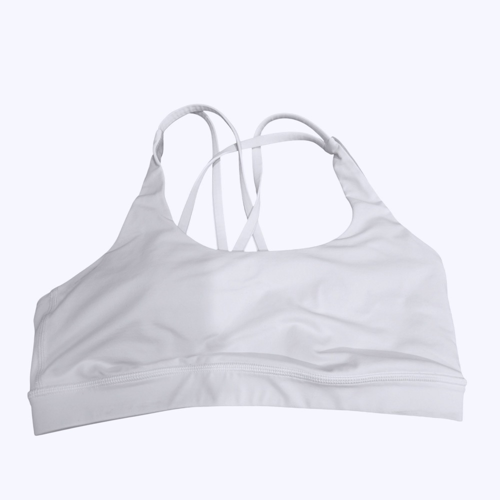 Lululemon Free To Be Wild Sports Bra White Strappy Back Yoga Gym Size 8